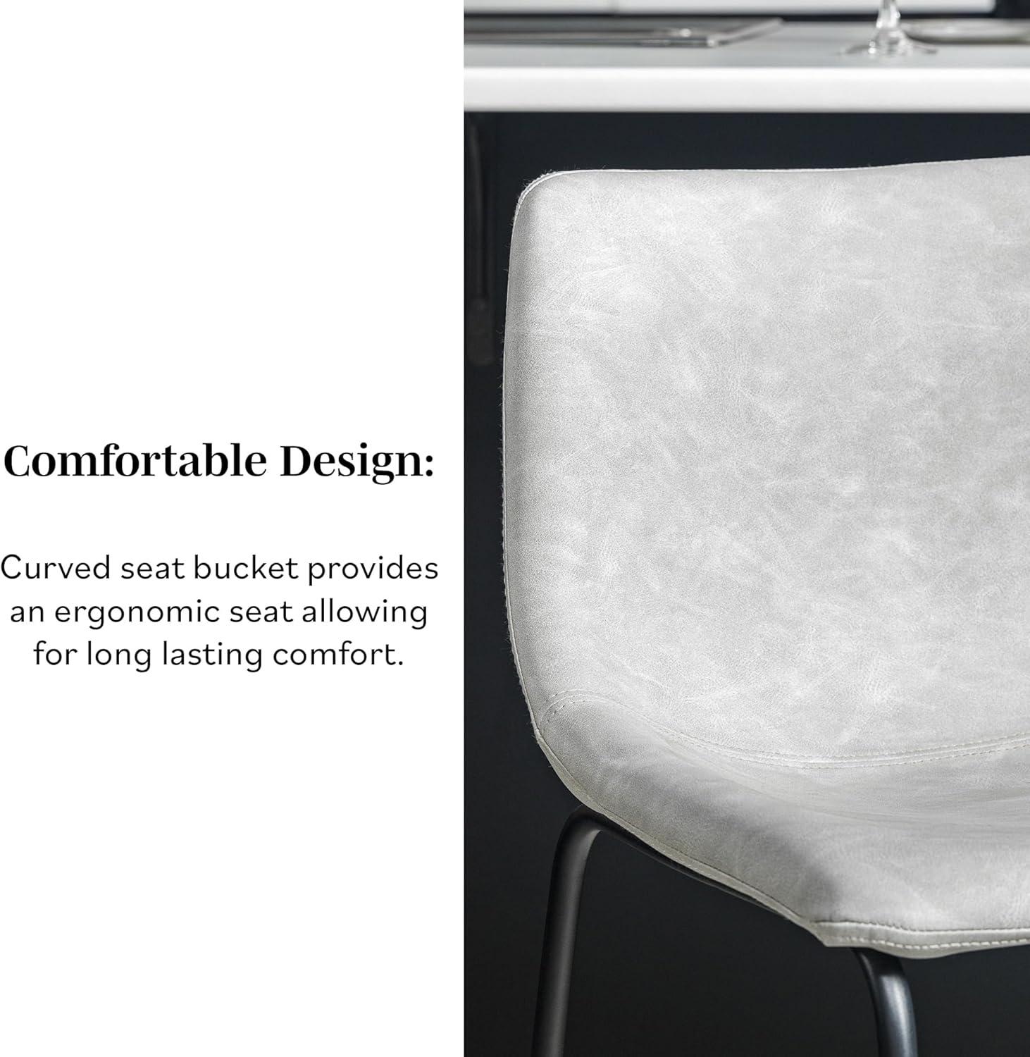 imageWalker Edison Xuma Modern Faux Leather Armless Low Back Counter Stool Set of 2 Whiskey BrownGrey