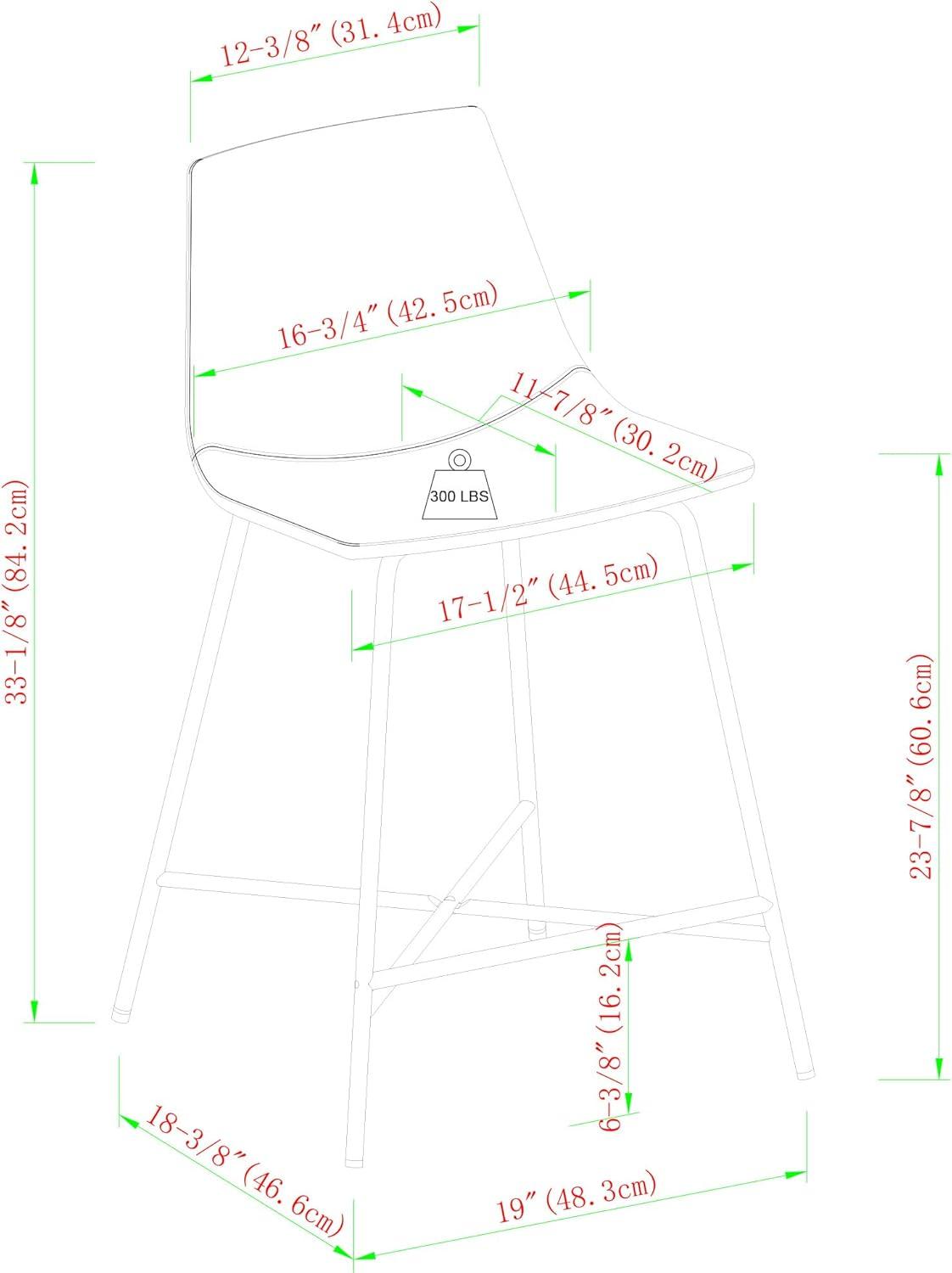 imageWalker Edison Xuma Modern Faux Leather Armless Low Back Counter Stool Set of 2 Whiskey BrownModern Black