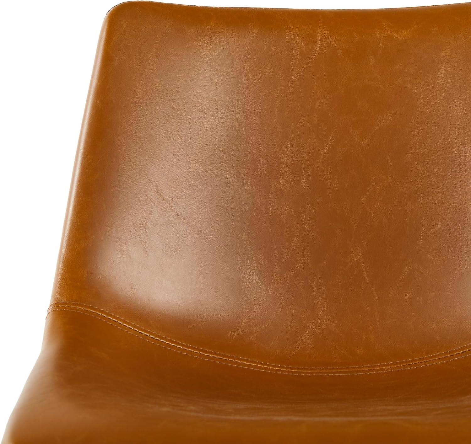 imageWalker Edison Xuma Modern Faux Leather Armless Low Back Counter Stool Set of 2 Whiskey BrownModern Whiskey Brown