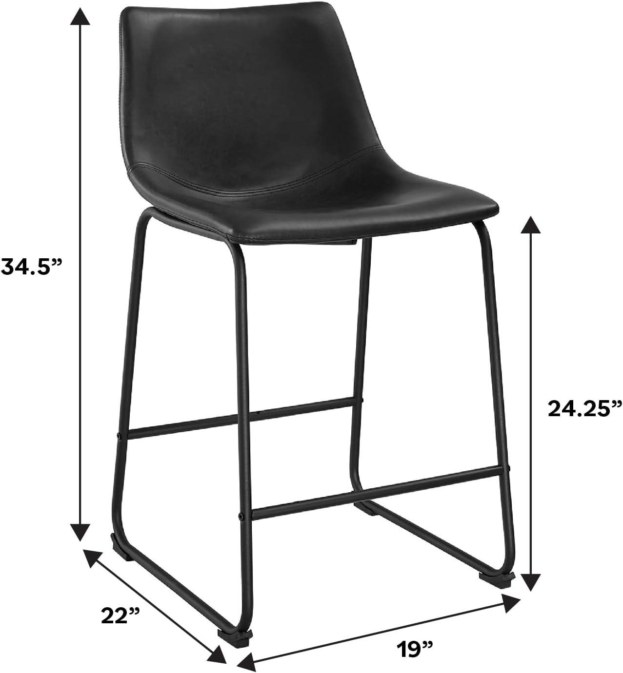 imageWalker Edison Xuma Modern Faux Leather Armless Low Back Counter Stool Set of 2 Whiskey BrownUrban Black