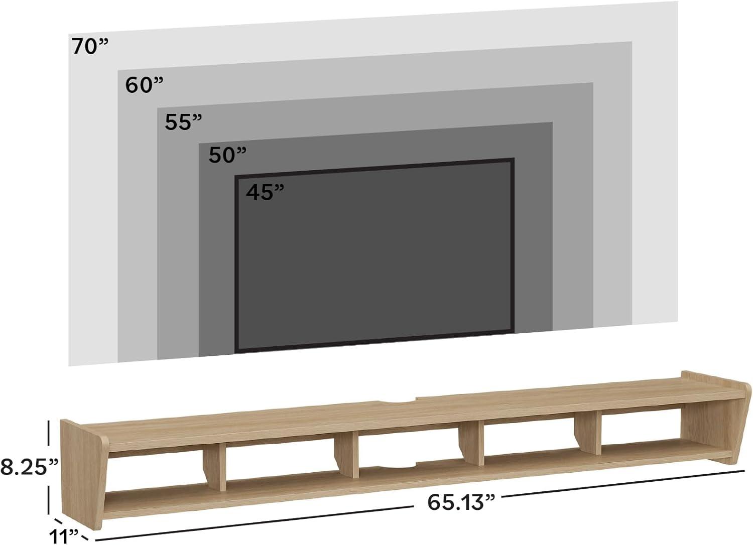 imageWalker Edison Zee Modern Floating Mounted Minimalist Stand for TVs up to 70 Inches 65 Inch Coastal OakCoastal Oak