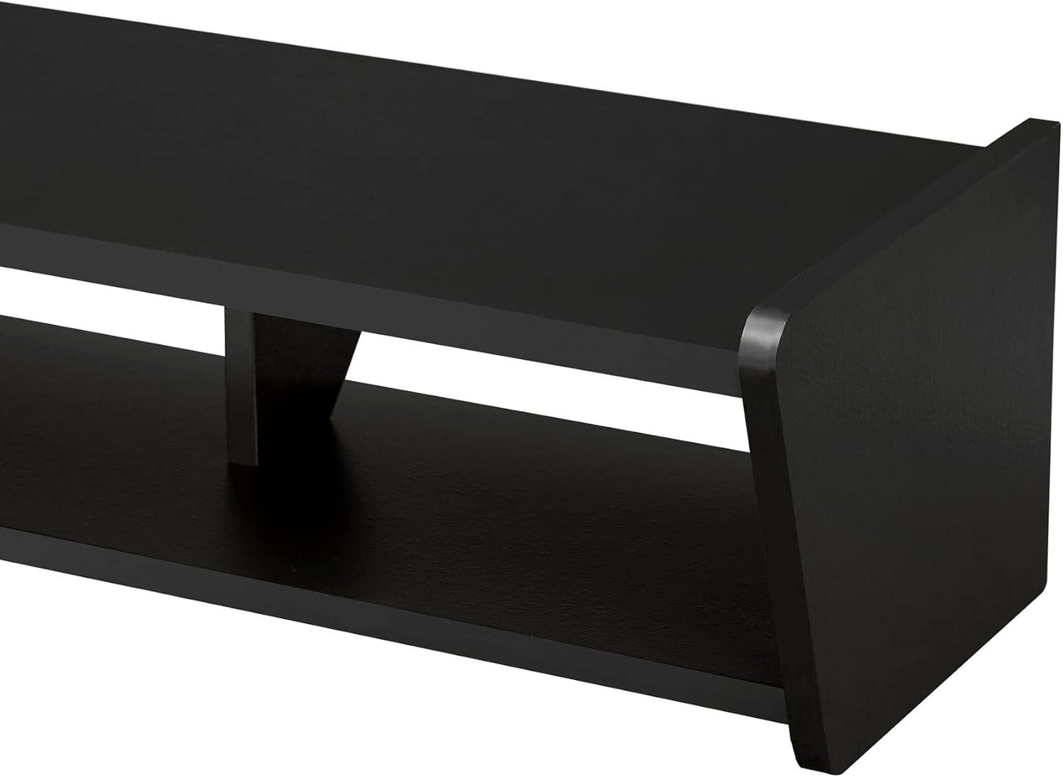 imageWalker Edison Zee Modern Floating Mounted Minimalist Stand for TVs up to 70 Inches 65 Inch Coastal OakSolid Black