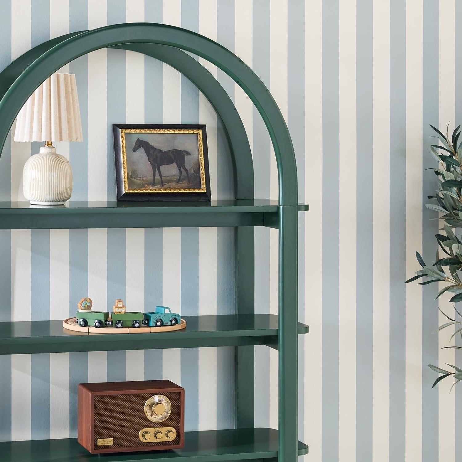 imageWalker Edison Zoey Modern Arched Wood Open Bookcase 72 Inch WhiteGreen