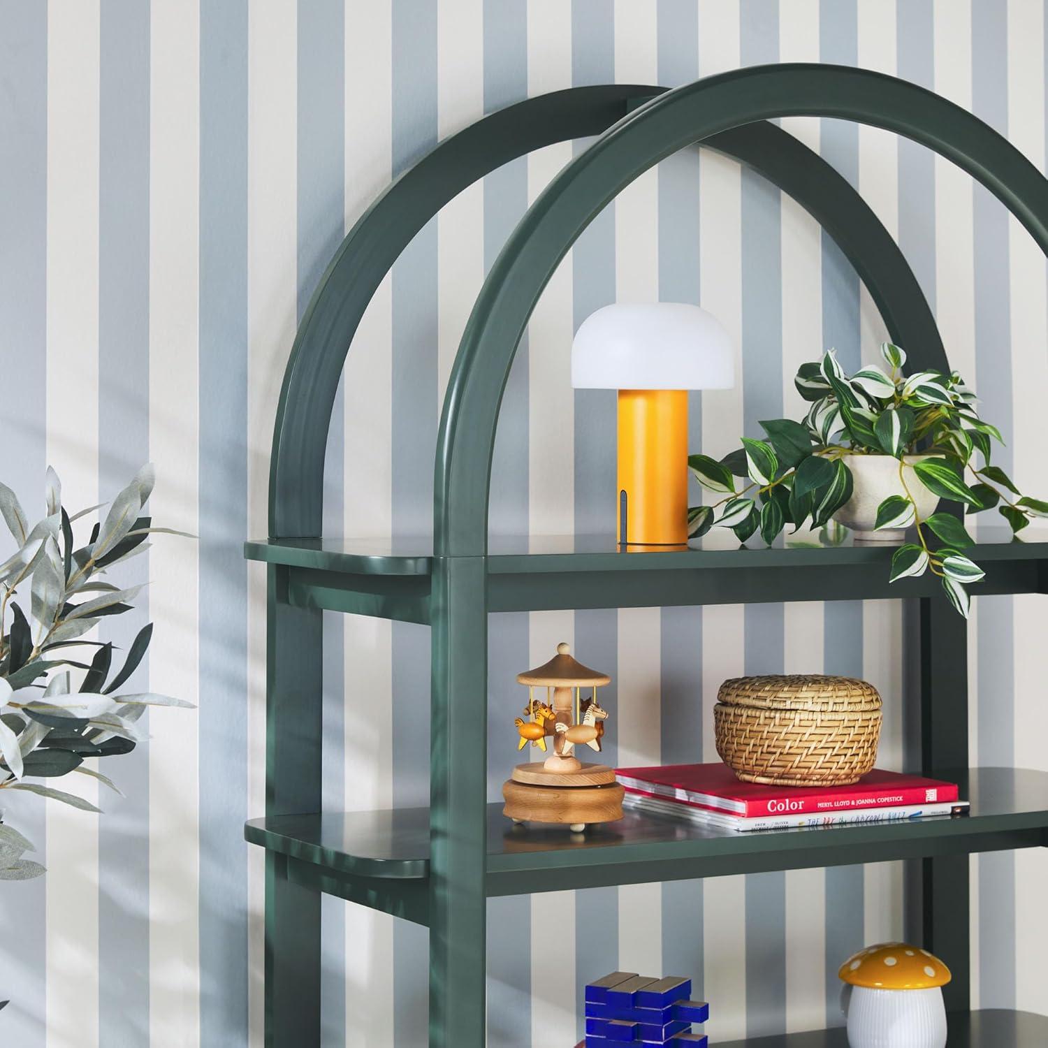 imageWalker Edison Zoey Modern Arched Wood Open Bookcase 72 Inch WhiteGreen