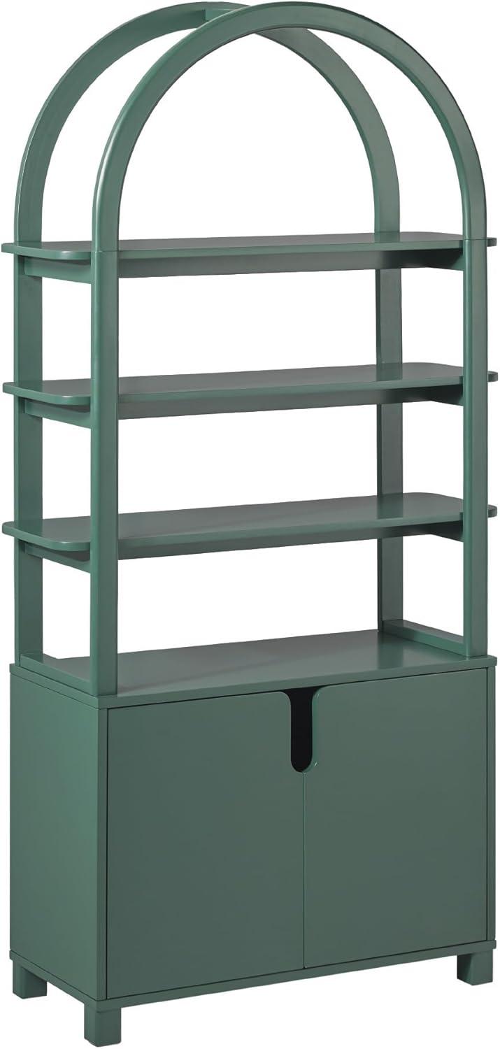imageWalker Edison Zoey Modern Arched Wood Open Bookcase 72 Inch WhiteGreen