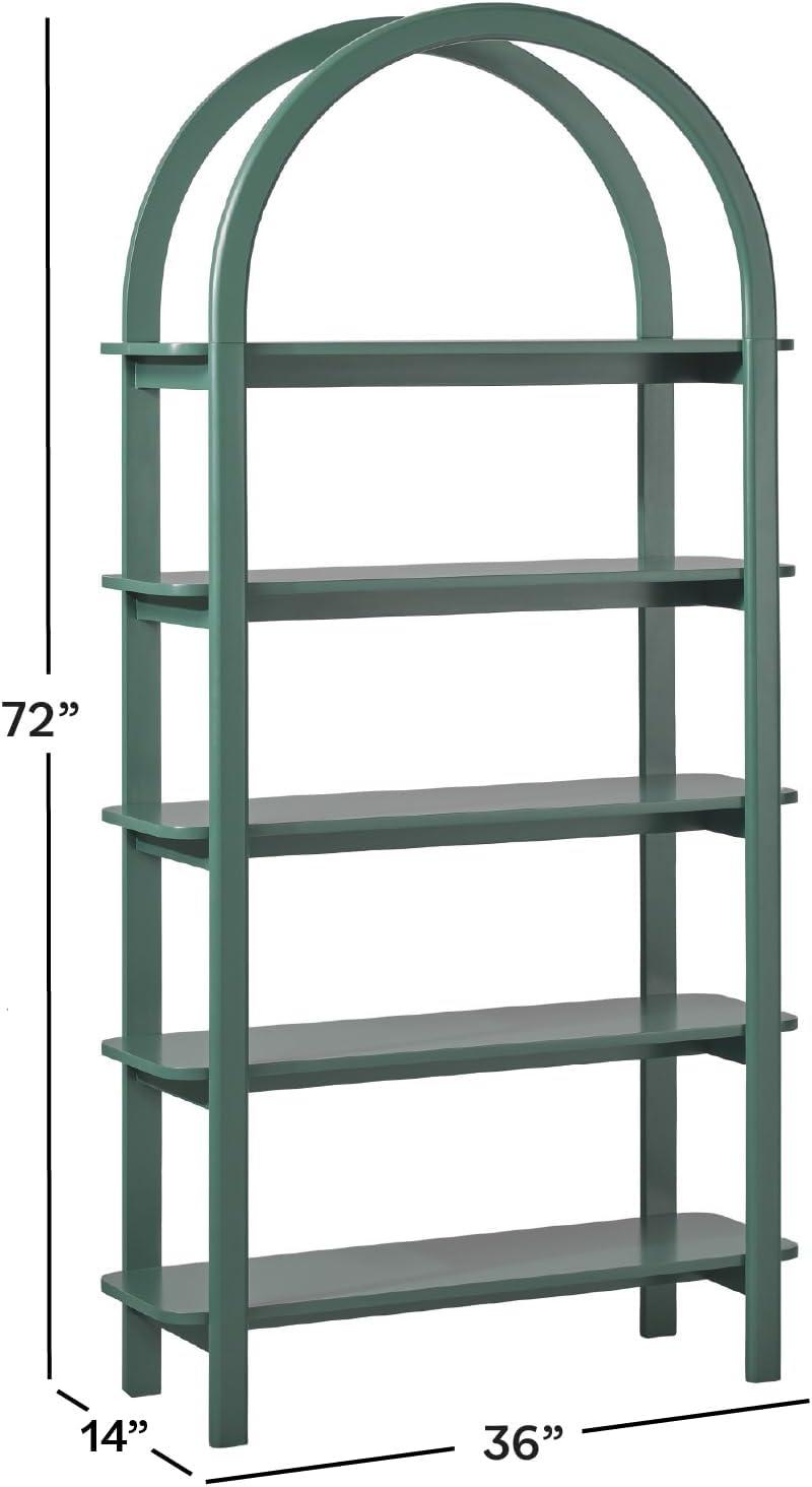 imageWalker Edison Zoey Modern Arched Wood Open Bookcase 72 Inch WhiteGreen