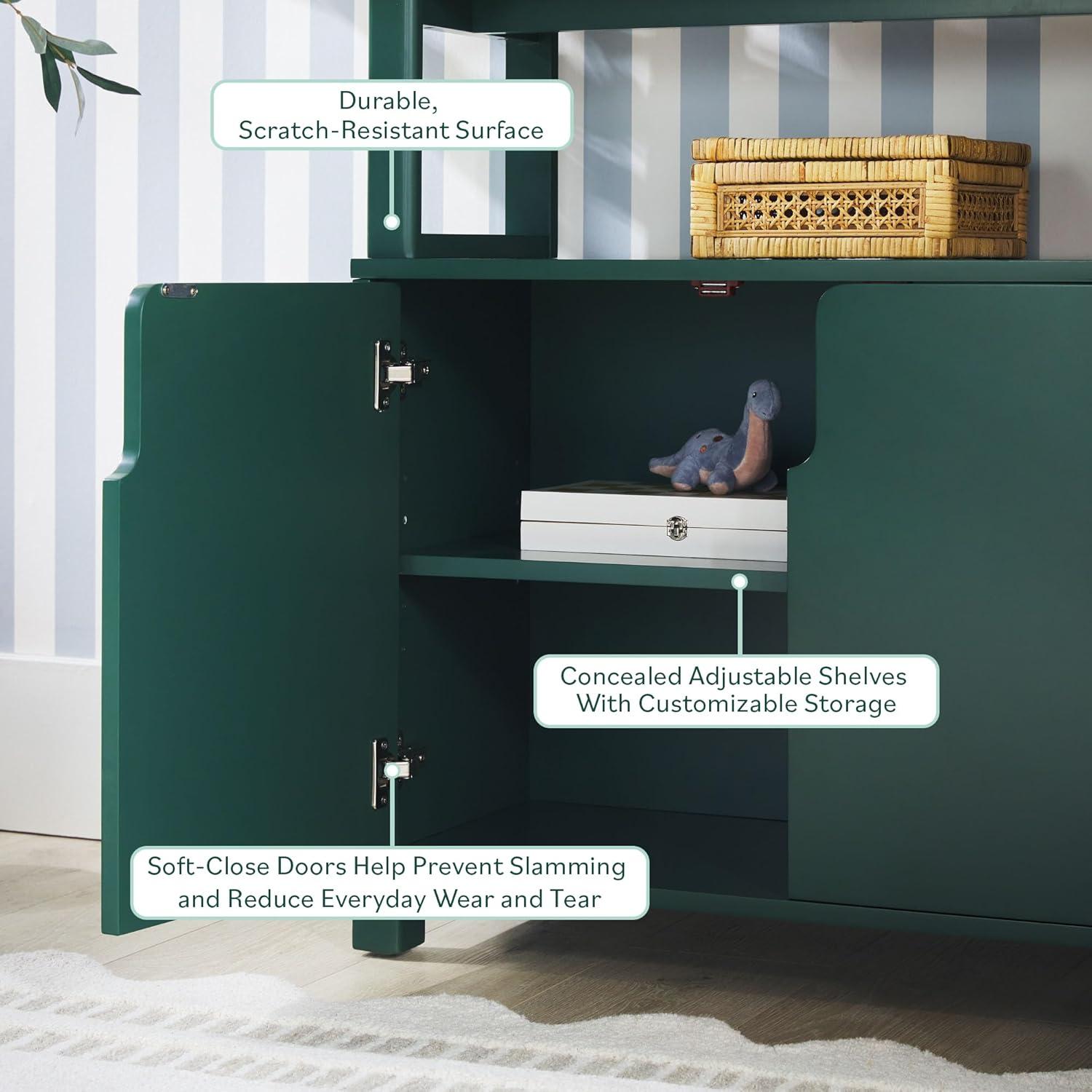 imageWalker Edison Zoey Modern Arched Wood Open Bookcase 72 Inch WhiteGreen