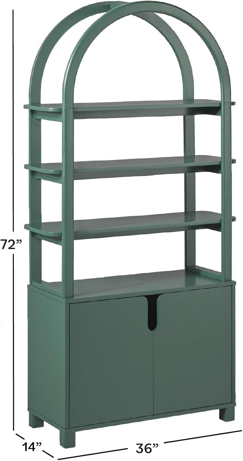imageWalker Edison Zoey Modern Arched Wood Open Bookcase 72 Inch WhiteGreen
