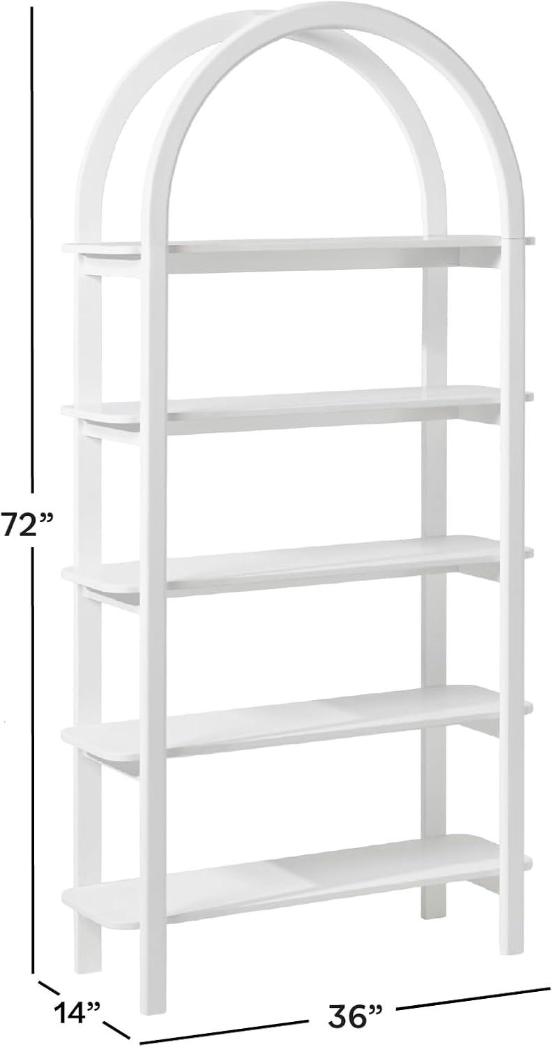 imageWalker Edison Zoey Modern Arched Wood Open Bookcase 72 Inch WhiteWhite