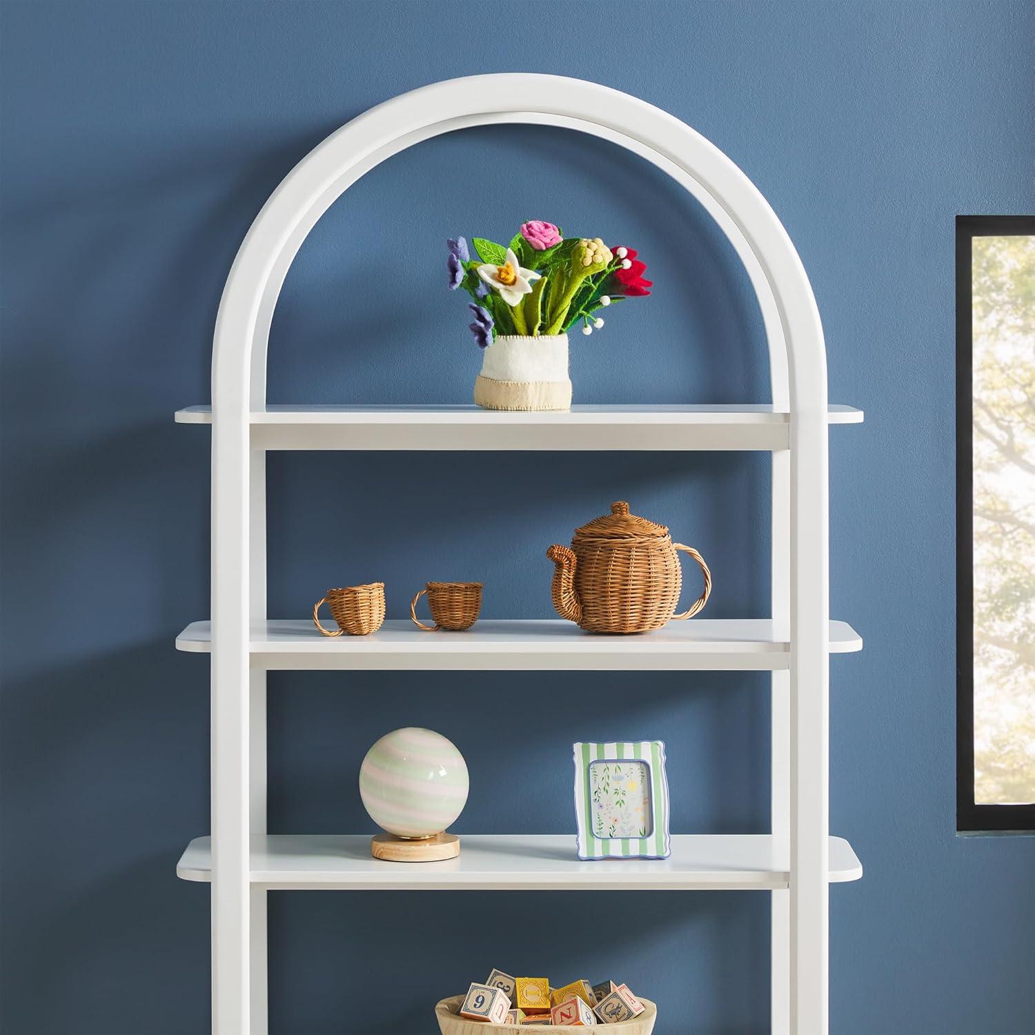 imageWalker Edison Zoey Modern Arched Wood Open Bookcase 72 Inch WhiteWhite