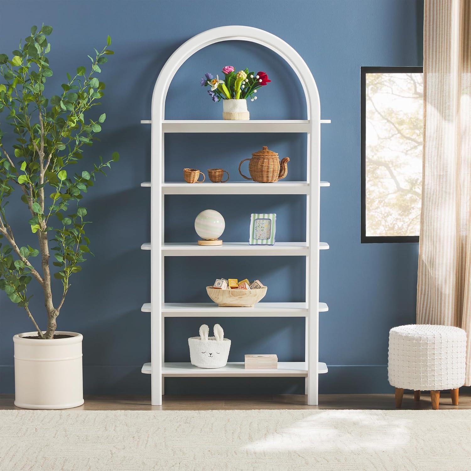 imageWalker Edison Zoey Modern Arched Wood Open Bookcase 72 Inch WhiteWhite