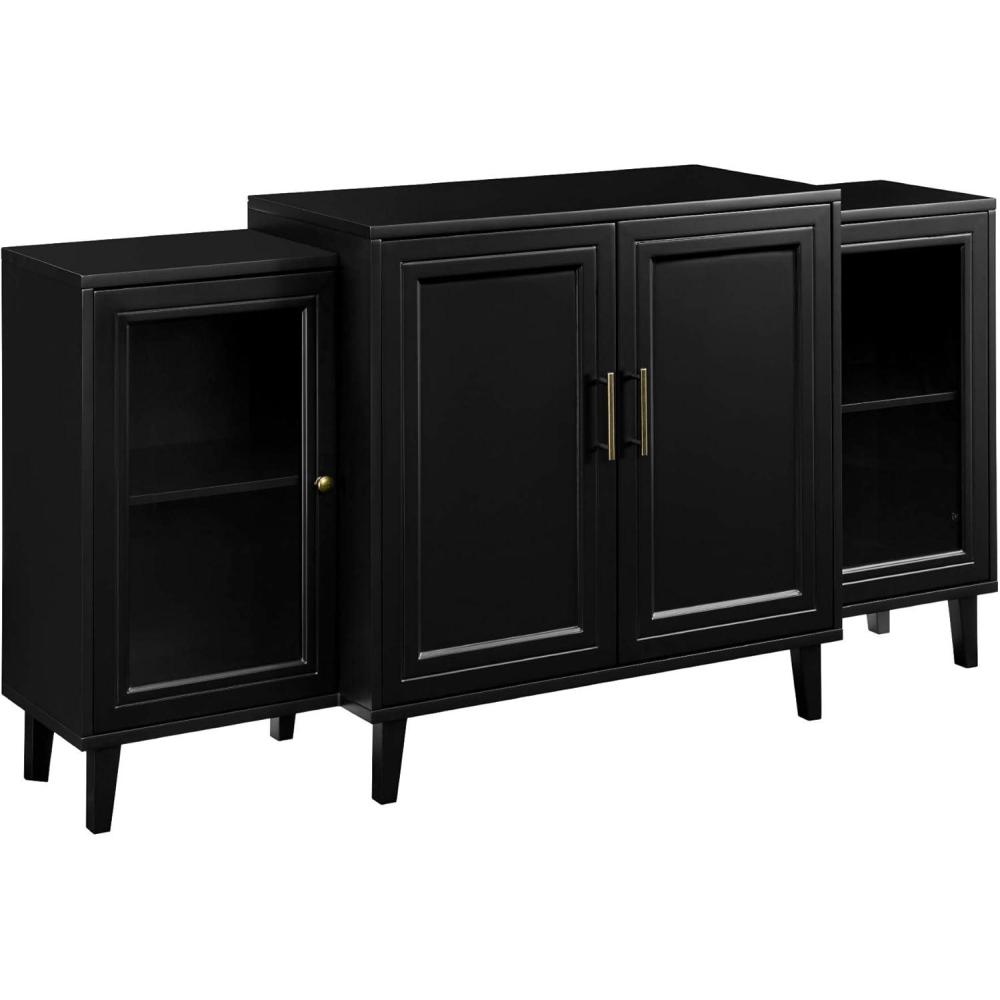 imageWalker Edison 4Door Tiered ModernSideboardBuffet Stand for Storage 62 BlackBlack