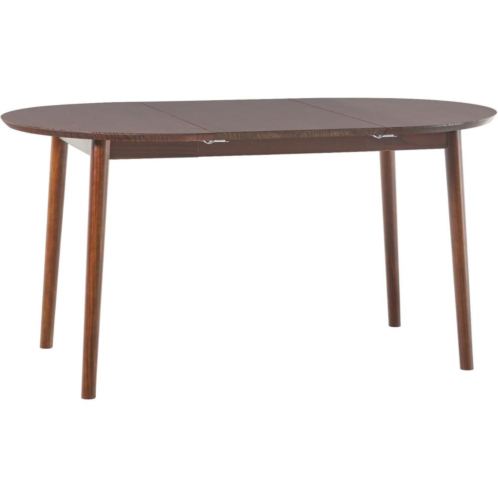 imageWalker Edison 6 Person MidCentury Modern Solid Wood Oval Extension Dining Table with Hairpin Legs and Removable Leaf CaramelWalnut