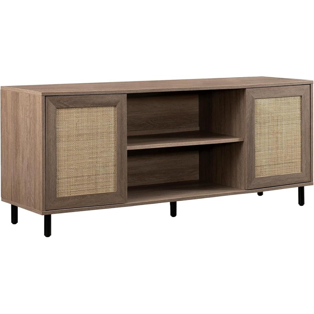 imageWalker Edison Adelaide Coastal RattanDoor TV Stand for TVs up to 60 Inches 58 Inch Driftwood