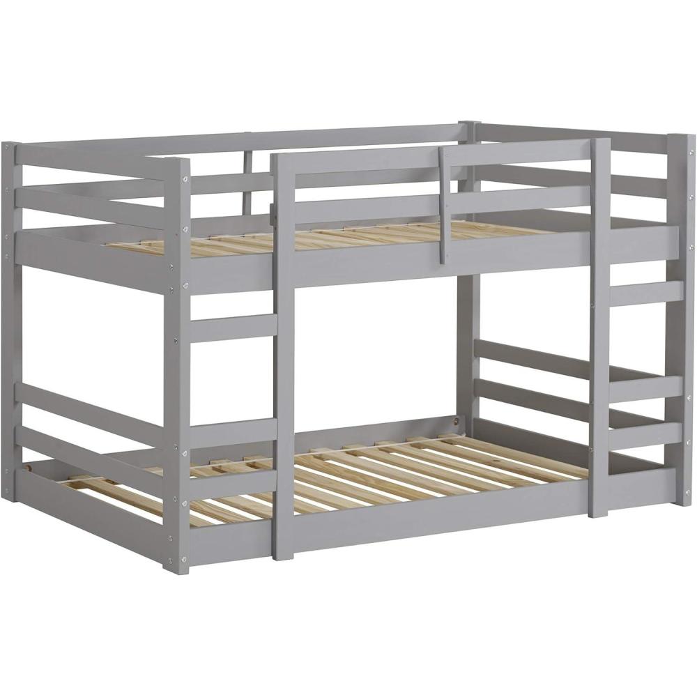 imageWalker Edison Alexander Classic Solid Wood Stackable Jr Twin over Twin Bunk Bed Twin over Twin GreyGrey