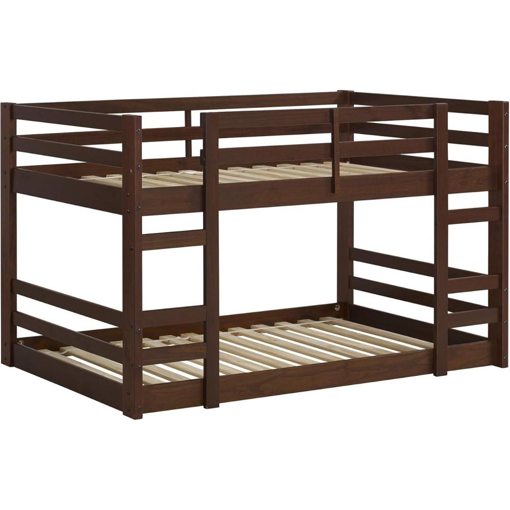 imageWalker Edison Alexander Classic Solid Wood Stackable Jr Twin over Twin Bunk Bed Twin over Twin GreyWalnut