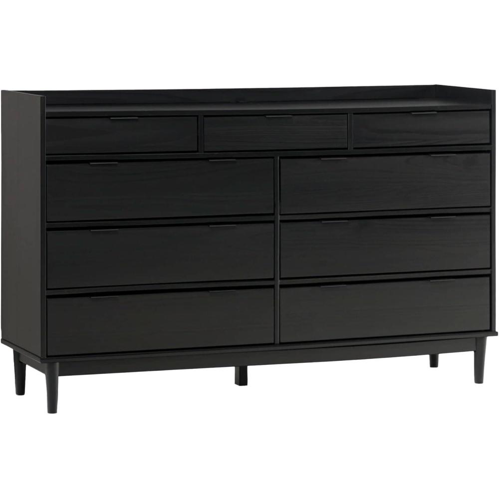 imageWalker Edison Blythe MidCentury Modern TrayTop Solid Wood 9Drawer Dresser 60 Inch CaramelBlack