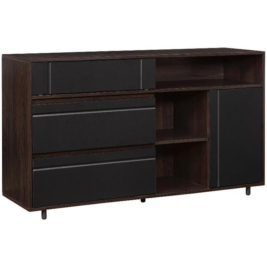 imageWalker Edison Caely Contemporary Minimal DecorativeDrawer Storage Sideboard 52 Inch Dark EspressoSolid BlackDark Espresso Solid Black