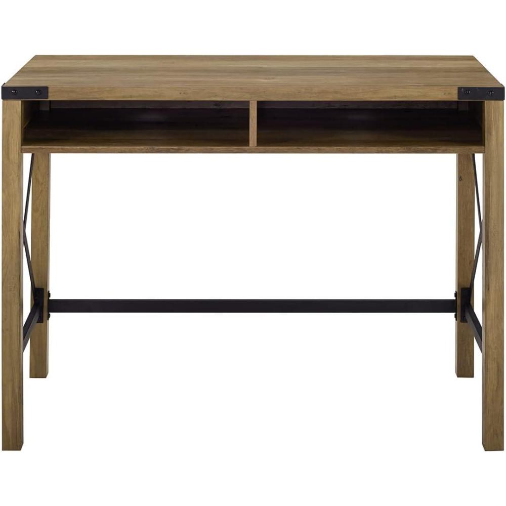 imageWalker Edison Callum Modern Farmhouse Metal X Writing Desk 42 Inch Grey WashRustic Oak