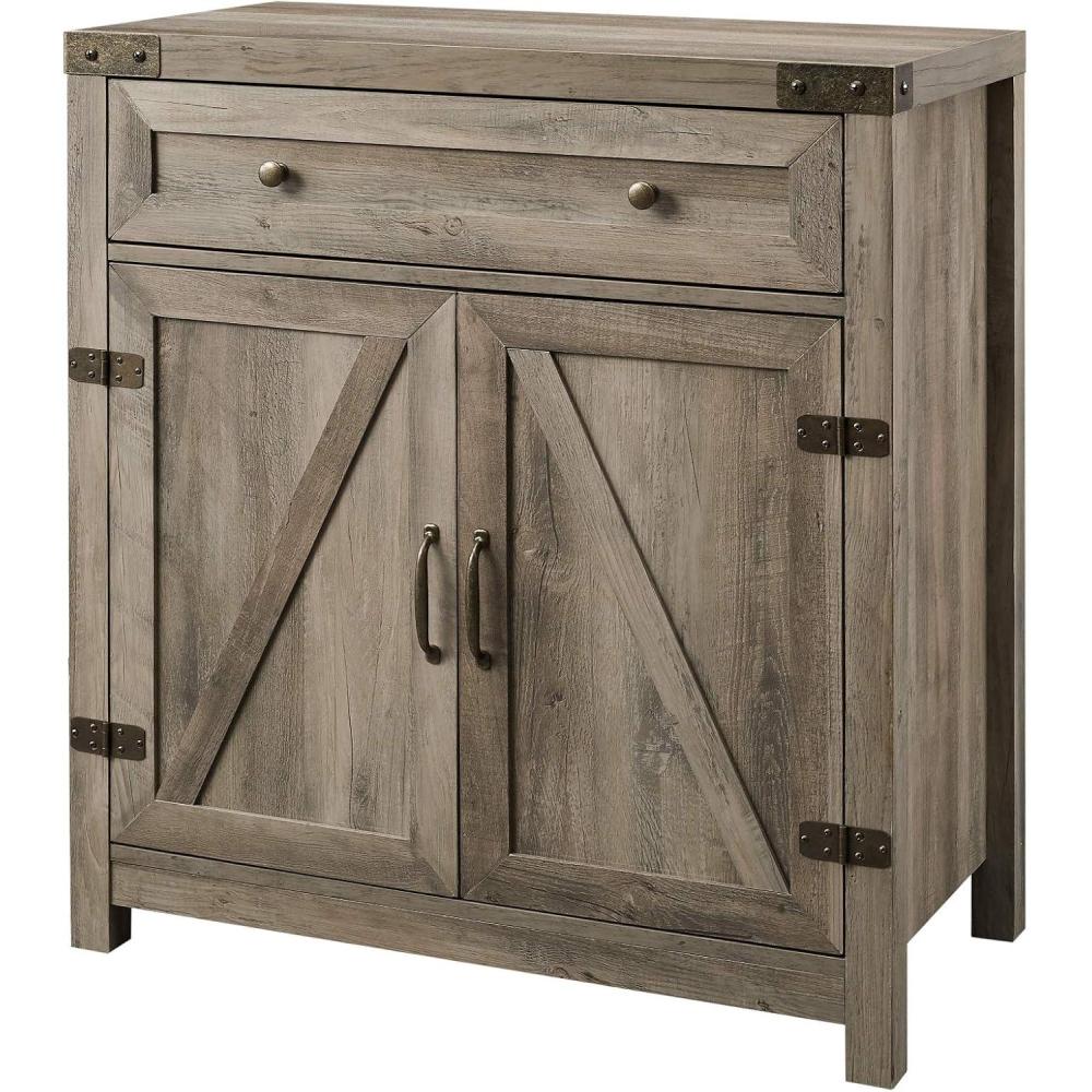 imageWalker Edison Cass Modern Farmhouse Double Barn Door Accent Cabinet 30 Inch Grey WashGrey Wash