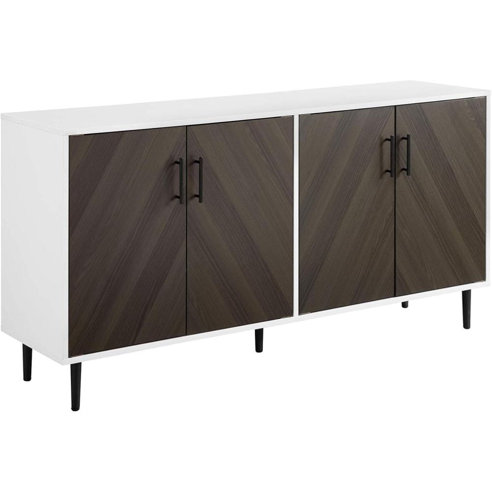 imageWalker Edison Caye Modern 4Door Bookmatch BuffetSideboard for Storage 58 Inch Acorn BookmatchBlackAsh Brown BookmatchSolid White