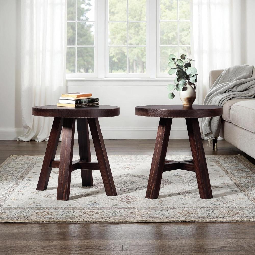 imageWalker Edison Colt Modern Farmhouse Solid Wood Round Side Table 18 Inch EspressoEspresso