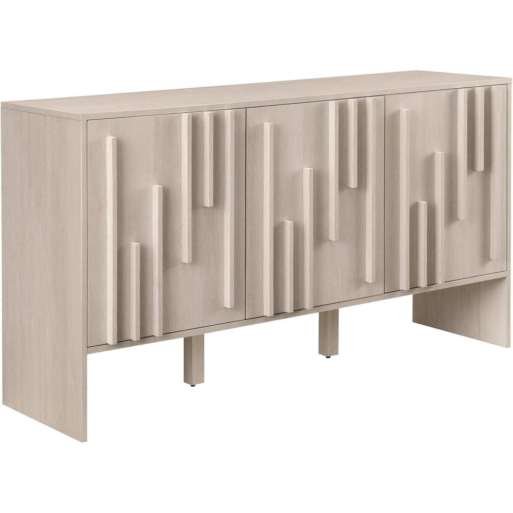 imageWalker Edison Contemporary Detailed 3Door Sideboard 55 Inch Ivory OakIvory Oak