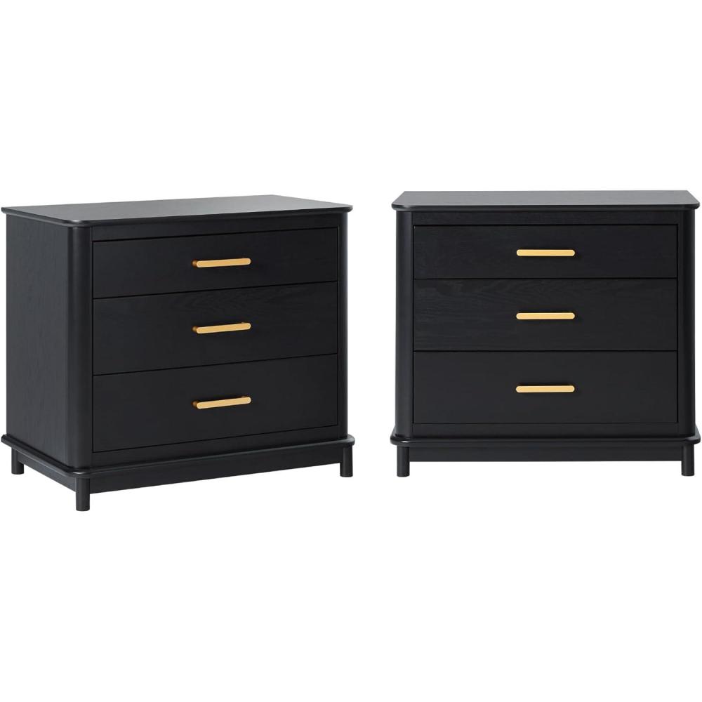 imageWalker Edison Contemporary Solid Red Oak Veneer 3Drawer Nightstand Easy to Assemble Drawers Storage for Bedroom 3Drawer Nightstand 3025 Inch English OakBlack