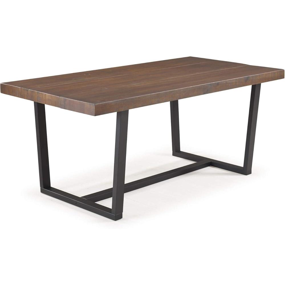 imageWalker Edison Durango Distressed Solid Wood Dining Table 52 Inch Rustic OakMahogany