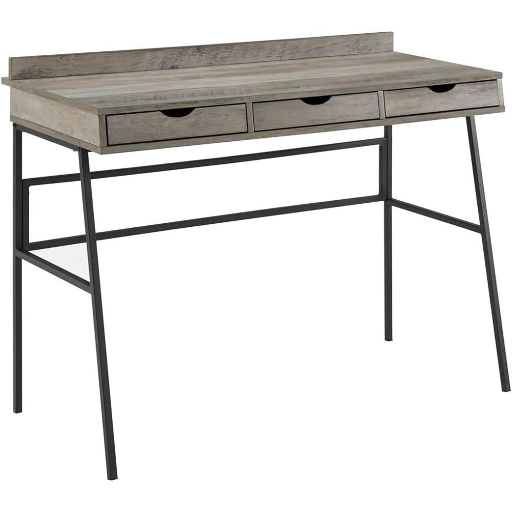 imageWalker Edison Eleanor 42 Inch Contemporary 3 Drawer Angled Writing Desk Grey WashGrey Wash