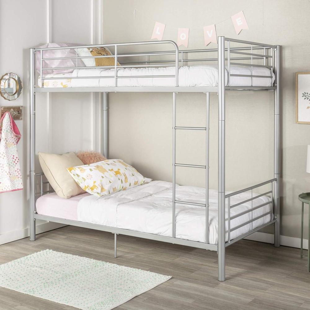 imageWalker Edison Elodie Urban Industrial Twin over Twin Metal Bunk Bed Twin over Twin BlackSilver