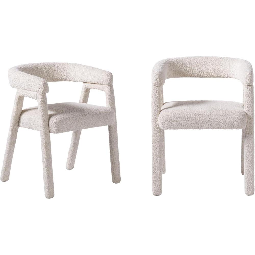 imageWalker Edison Ezra Modern Solid Wood Rounded Back Dining Chair Natural Set of 2Ivory