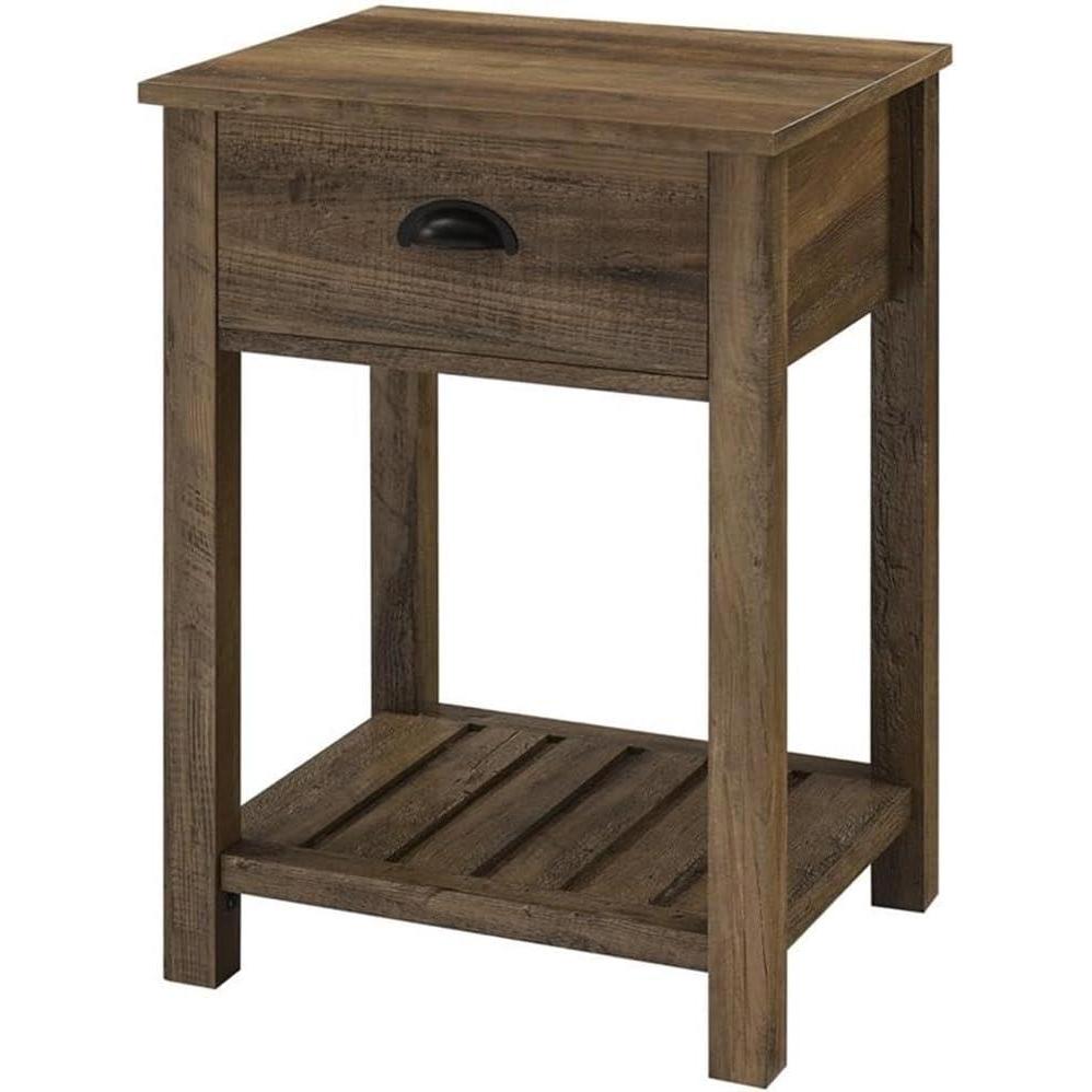 imageWalker Edison Farmhouse Square Side Accent Table SetLivingRoom Storage End Table with Storage Door Nightstand Bedroom 18 Inch Rustic OakRustic Oak