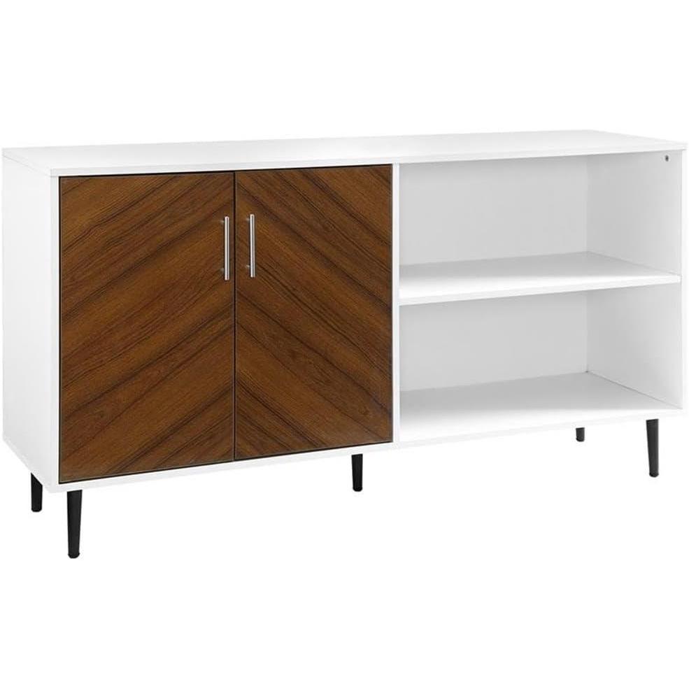 imageWalker Edison Fehr Modern 2 Door Bookmatch Asymmetrical Console for TVs up to 65 Inches 58 Inch WhiteWhite