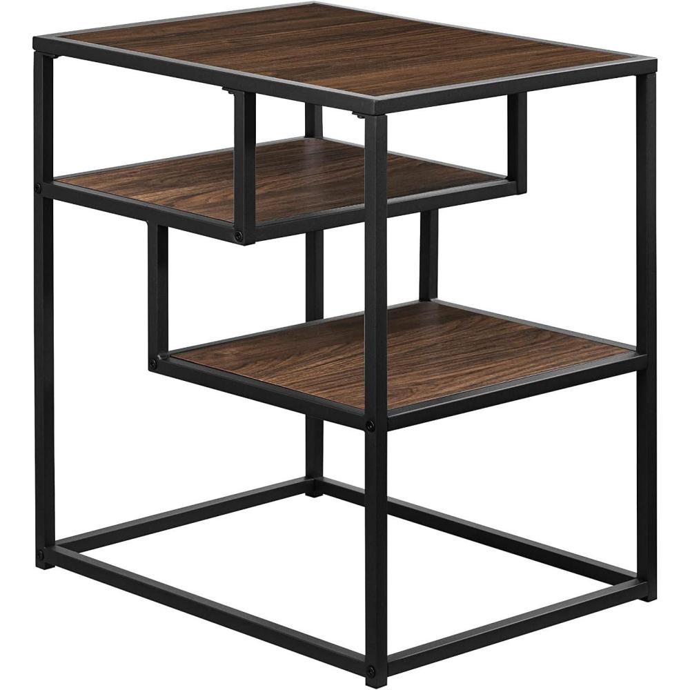 imageWalker Edison Finley Contemporary Floating Shelf Side Table 16 Inch BlackDark Walnut