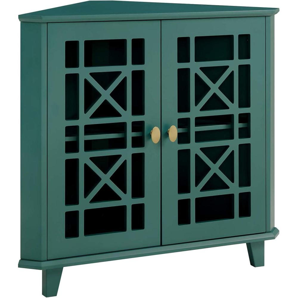 imageWalker Edison Fretwork Corner Accent Cabinet Dark TealDark Teal