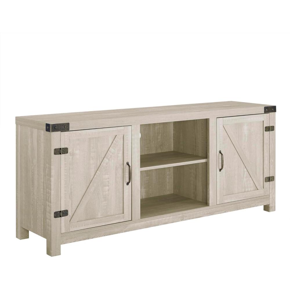 imageWalker Edison Georgetown Modern Farmhouse Double Barn Door TV Stand for TVs up to 65 Inches 58 Inch Stone Grey