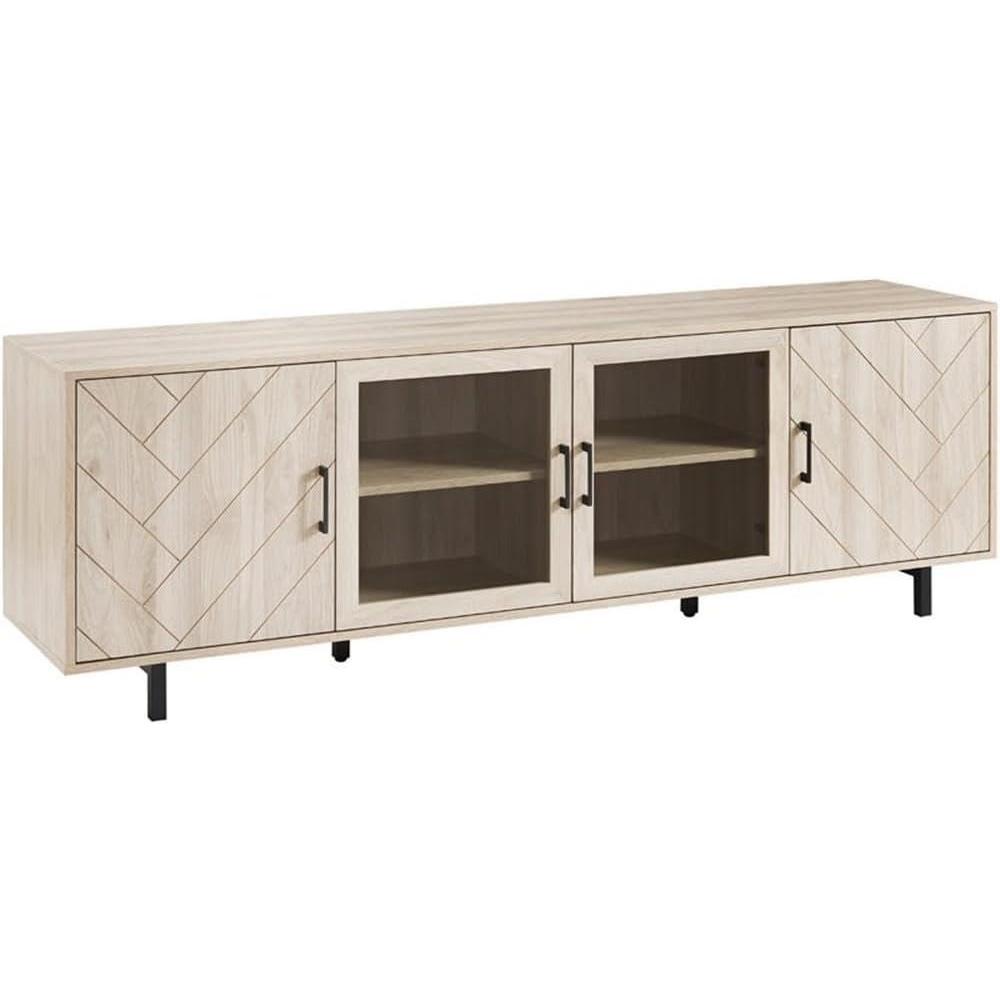 imageWalker Edison Harper Modern 4 Door Herringbone Stand for TVs up to 80 Inches 70 Inch BirchBirch
