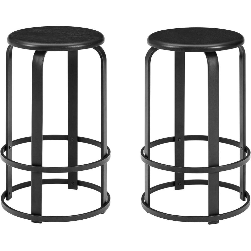 imageWalker Edison Hayes Modern Curved Metal and Solid Wood Barstool 26 Inch BlackBlack