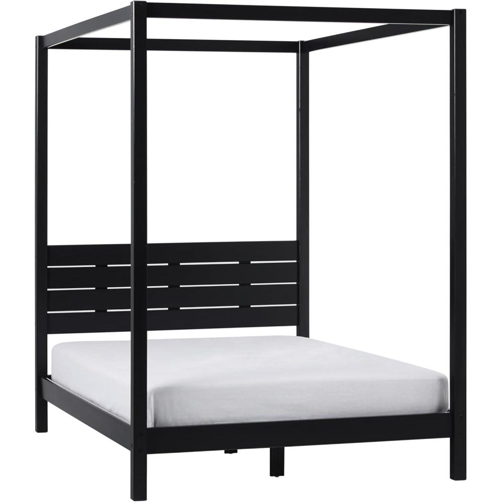 imageWalker Edison Isla Slatted Headboard Canopy Bedframe Queen BlackBlack