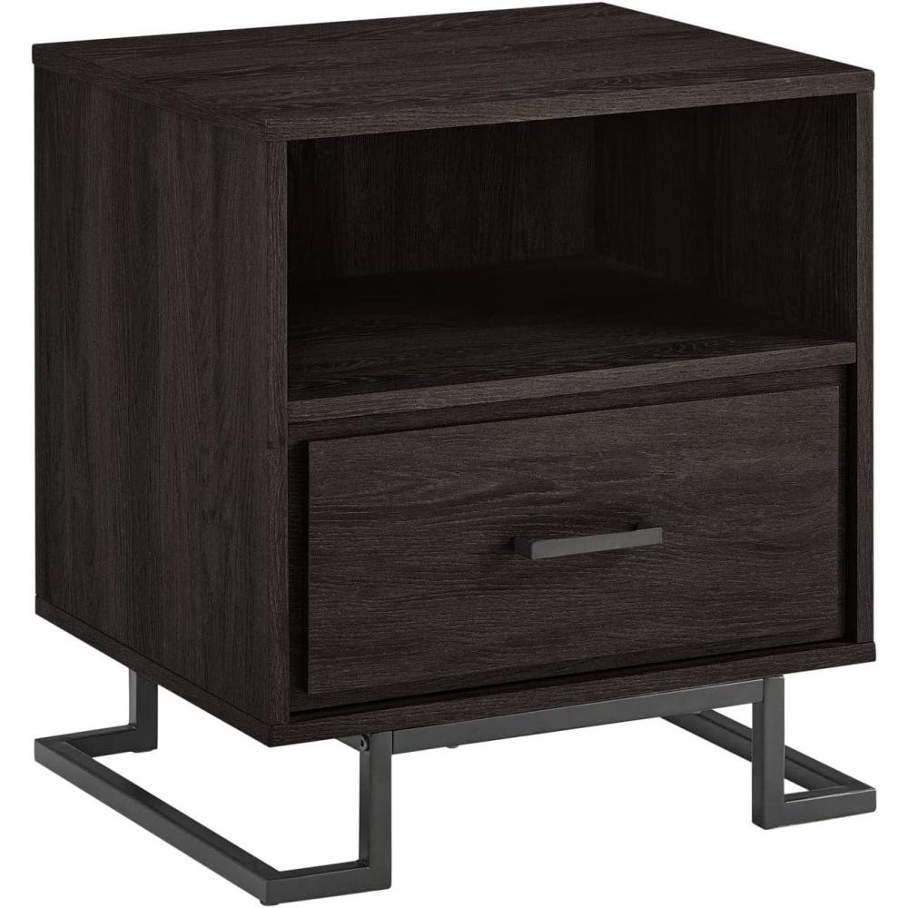 imageWalker Edison Katya Contemporary 1Drawer Nightstand 20 Inch CharcoalCharcoal