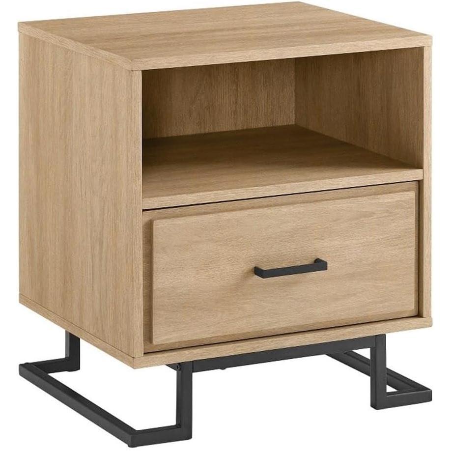 imageWalker Edison Katya Contemporary 1Drawer Nightstand 20 Inch CharcoalCoastal Oak