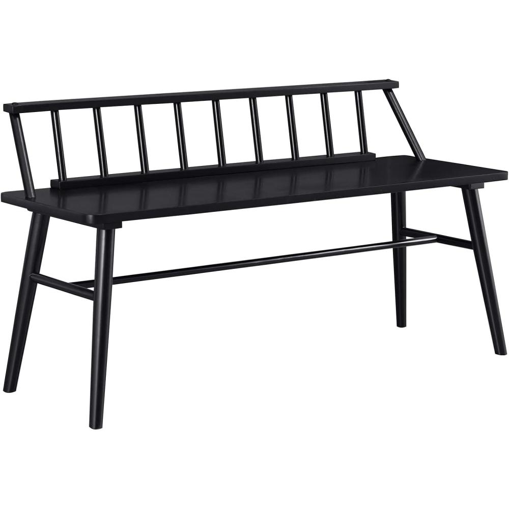 imageWalker Edison Lennon Boho Solid Wood Low SpindleBack Bench 47 Inch BlackBlack