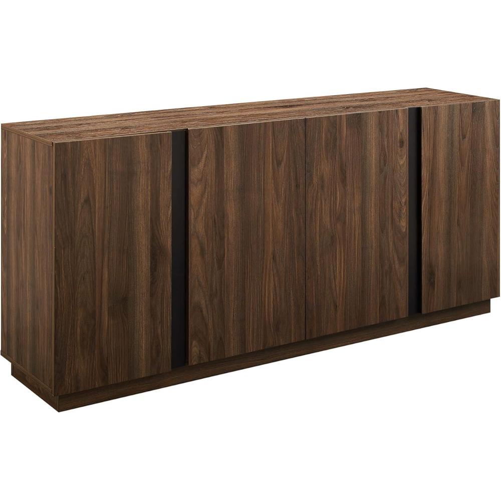 imageWalker Edison Liss Contemporary 4Door Minimalist Sideboard 70 Inch Dark WalnutDark Walnut
