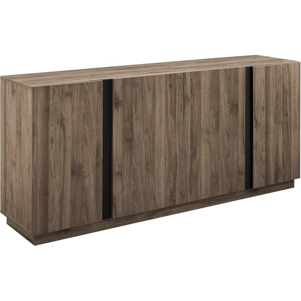 imageWalker Edison Liss Contemporary 4Door Minimalist Sideboard 70 Inch Dark WalnutSlate Grey