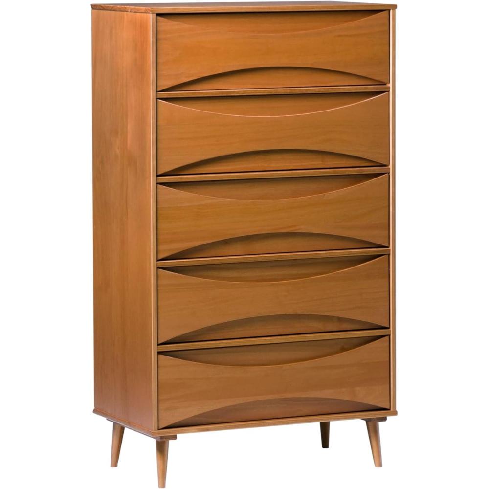 imageWalker Edison Lowry MidCentury Modern DetailedDrawer Solid Wood Dresser 30 Inch CaramelCaramel