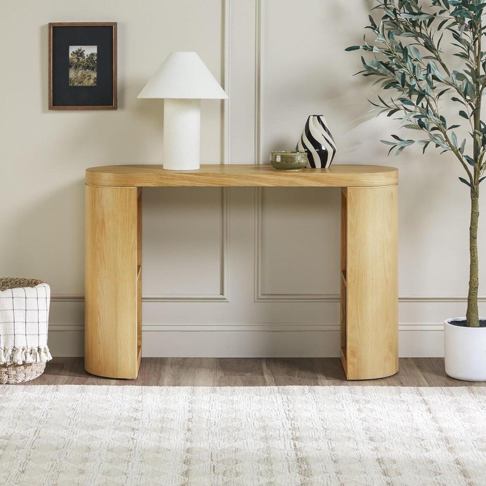 imageWalker Edison Maya Solid Oak Wood Veneer Console Table with Storage 48 Inch White OakWhite Oak