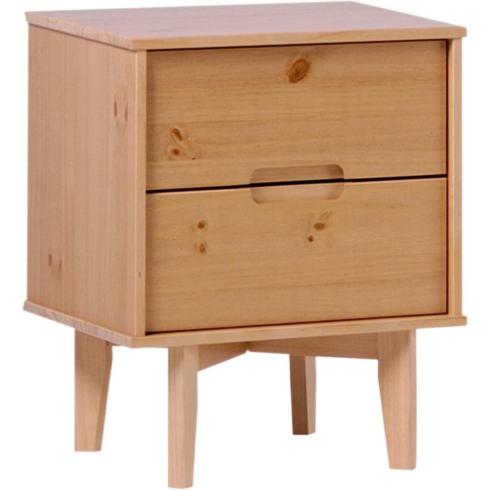 imageWalker Edison Mid Century Modern Grooved Handle Wood Nightstand Side Table Bedroom Storage Drawer and Shelf Bedside End Table 2 Drawer CaramelNatural Pine