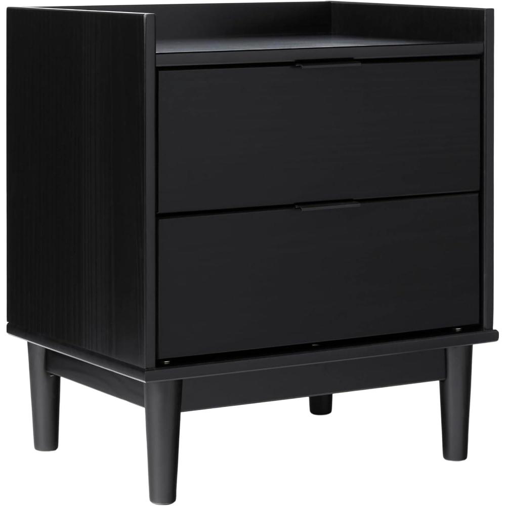 imageWalker Edison MidCentury Modern Solid Wood 2Drawer Nightstand 20 Inch BlackBlack