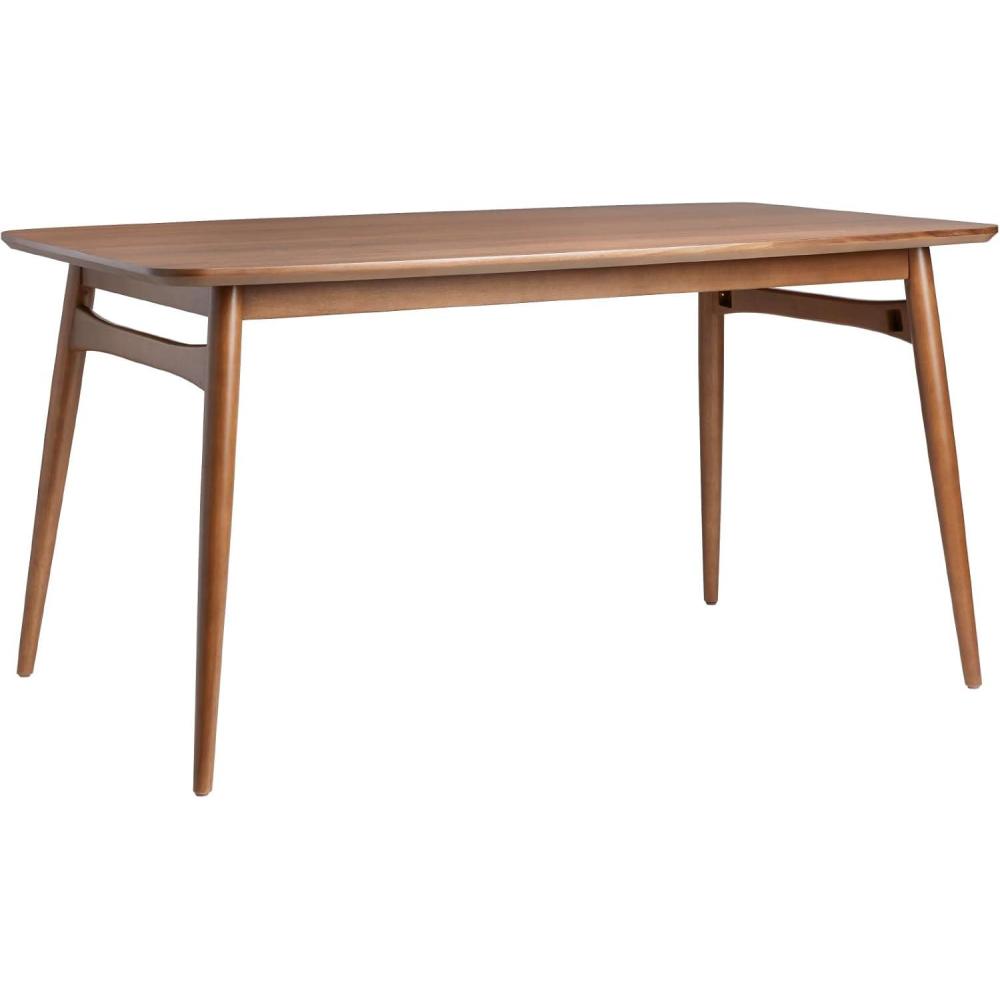 imageWalker Edison MidCentury Modern Solid Wood TaperedLeg Dining Table 59 Inch WalnutWalnut